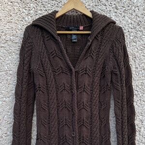 Chocolate Brown Knit Cardigan Sweater
